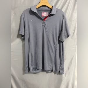 Blue/White striped Chick Fil A polo